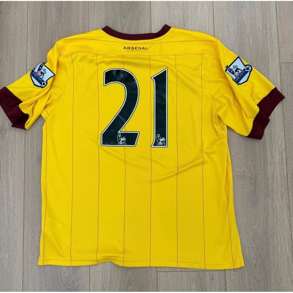 H7 Nike Arsenal FC 2010-2011 Away Jersey Yellow #21 Fabianski Premier League L - Picture 6 of 7